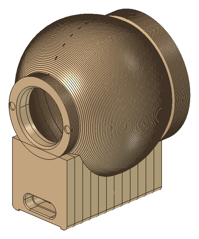 Isometric CAD render of a translam-laminated egg loudspeaker enclosure